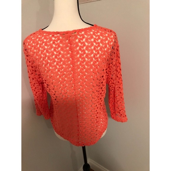 Urban Outfitters Staring at Stars Coral/Pink Crochet Sweater - Size Small - Picture 2 of 6